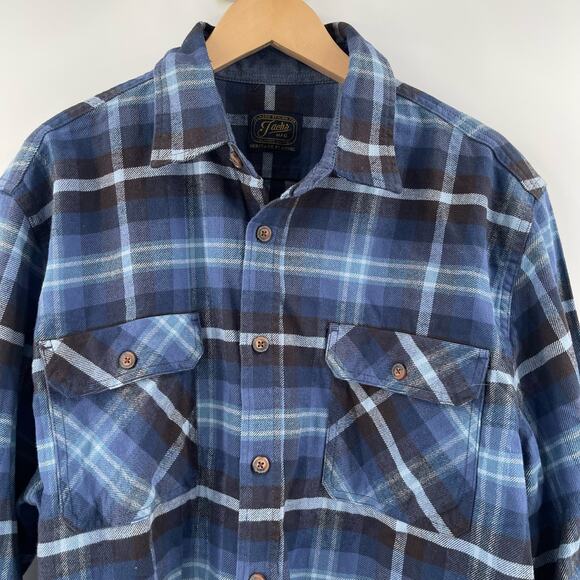 JACHS Heritage Flannel Button Down Shirt Mens Size XXL Heavyweight Blue Plaid - Picture 4 of 11
